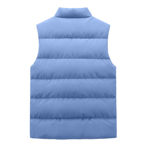 Chaleco Acolchado Azul para Hombre, Cuello Alto, Cierre de Cremallera, Cortavientos, Informal, Ropa de Invierno, Relleno de Poliéster, Bolsillos, Largo Regular - Product Image 2