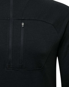 Sudadera con Capucha Negra para Hombre, Manga Larga, con Bolsillo con Cremallera en el Pecho, Tejido Transpirable de Poliéster, Corte Casual, para Otoño - Product Image 3