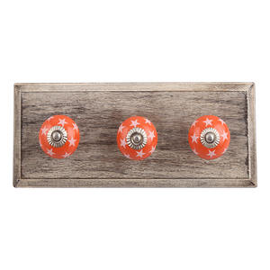 Gancho de Pared Decorativo de Madera y Cerámica Hecho a Mano, Color Blanco y Naranja, Resistente, para Abrigos, Sombreros, Bolsos, Toallas, Llaves y Ropa - Product Image 1