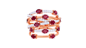 Exquisito Anillo de Varias Hileras con Cristales en Oro Rosa, Joyería para Regalo de Aniversario - Product Image 6