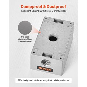 Scatola di giunzione elettrica esterna impermeabile 4.5 x 2.8 x 2 pollici per condotti da 1/2-3/4 pollici e condotto elettrico da 1 pollice - Product Image 4