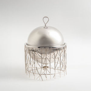 Stainless Steel Roll Top Spherical Chafing Dish Buffet Food Warmer Round Catering Dome Serving Dish Metal Wire Stand Pot - Product Image 1