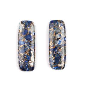 Cabujón de Cobre Lapislázuli Natural Mohave al por Mayor, Corte Cojín 10x30mm, Fondo Plano, Calibrado, Azul, Altamente Pulido, Opaco, para Joyería - Product Image 1