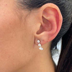 Pendientes de Diamantes Cultivados en Laboratorio con Múltiples Formas, Certificados por IGI, Corte Esmeralda, Marquesa y Redondo, Oro de 10K, 14K y 18K, Pendientes Finos para Mujer - Product Image 1