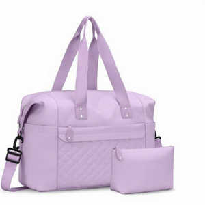 Quilted White <b>Travel</b> Duffel Bag Set with Matching Toiletry <b>Pouch</b> - Product Image 3