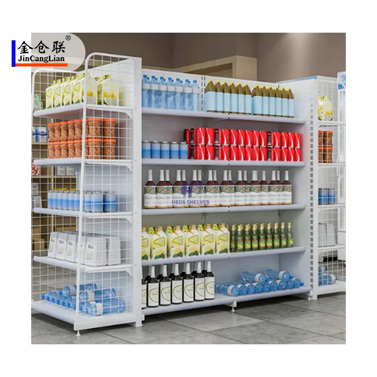 4layer Customized low Price multi-layer Shelving Retail Store single/double-sided Shelves Supermarket Gondola display Shelf