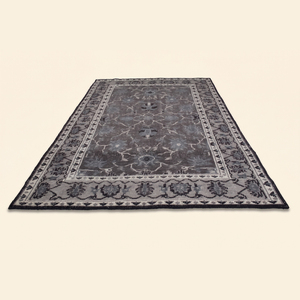 Alfombra Anudada a Mano Negra y Gris Noir Heritage, Alfombra Tradicional con Medallón Desgastado para Sala de Estar, Dormitorio y Hotel - Product Image 2
