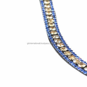 Cristales decorativos hechos a mano Productos Ecuestres de Carreras de Caballos forma de onda banda de cejas de caballo de cuero inglés negro para brida - Product Image 5