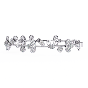 Romántica Pulsera de Diamantes en Oro Blanco, Corte Brillante Redondo, Color D Natural, Certificado GIA, Joyería para Mujer, para Boda - Product Image 3