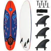Planche de surf rouge de 6 pieds avec 3 ailerons détachables pour le surf