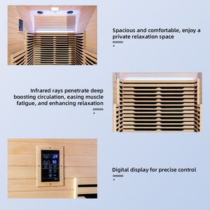Sauna Inframerah Modern untuk 1 Orang dengan Terapi Warna Spektrum Penuh dan Uap Kering, Terbuat dari Kayu Hemlock Solid, Kapasitas 2 Orang - Product Image 6