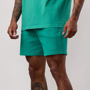 Shorts décontractés pour hommes en pur coton, taille mi-haute, avec cordon de serrage, délavés à l'acide, personnalisables, par le fabricant - Product Image 1