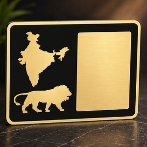 Plaque en bois MDF avec carte de l'Inde et lion gravé au laser, thème animal, modèle 1102 - Product Image 1