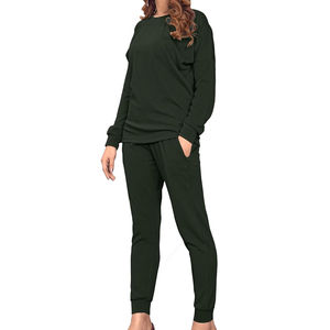 Conjunto de Pantalones Deportivos y Sudadera con Capucha de Cuello Redondo de 2 Piezas para Mujer, Talla Grande, Informal, de Invierno, de la Mejor Calidad, Sólido, Transpirable, de Manga Larga - Product Image 6