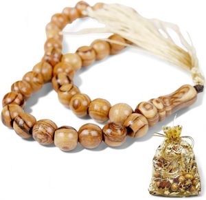 Masbaha de 33 cuentas de madera de olivo – Cuentas de oración islámicas de Jerusalén – Tasbeeh para Dhikr, Corán, Misbaha, Tespih - Product Image 1