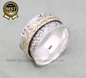 Unisex Customisable 925 Sterling Silver Vintage <b>Boho</b> Handmade Meditation <b>Ring</b> for Weddings and Parties - Product Image 1