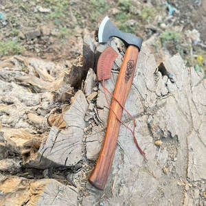 Hache viking authentique de style industriel, inspirée de l'Europe nordique, tête en acier au carbone, manche en bois, décorative et historique - Product Image 2