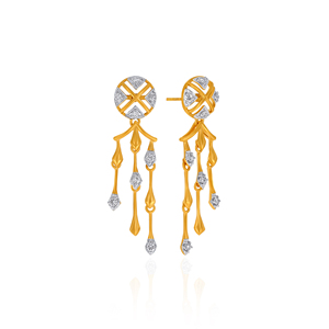 Modern Long <b>Dangle</b> 18K Yellow Gold <b>Earrings</b> with Lab Grown <b>Diamond</b> Accents Trendy OEM ODM Wholesale Manufacturer - Product Image 2