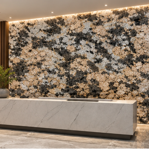 Mármol Calcita Pulido EXOTIC GOLDS-1 Ecológico con Vetas Negras, Blancas y Verdes, Gran Losa, Modelo 3D, para Pared de Sala de Estar Moderna, PRONTO DISPONIBLE - Product Image 1
