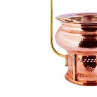 Ensemble de chauffe-plats de luxe en cuivre martelé avec support de couvercle à crochet haut doré, chauffe-plats rond de style indien pour buffets de restaurants