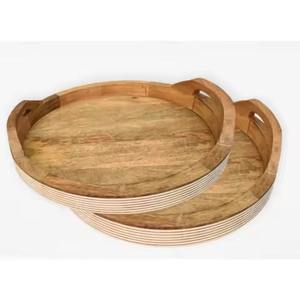 Plateau de service en bois naturel, écologique, plateau de présentation alimentaire en bois pour cuisine moderne - Product Image 1