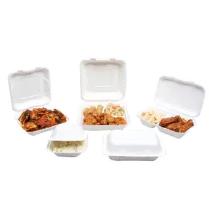Wholesale Disposable Biodegradable Lunch Box To Go Food Containers Bagasse Clamshell for Taking Bento