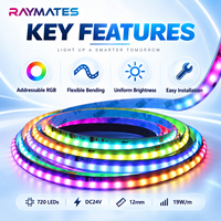 Bande LED adressable WS2811 SPI RGB IC 24V 720 LED/m 12mm avec garantie de 3 ans pour éclairage d'affichage intelligent KTV/Bar/Club