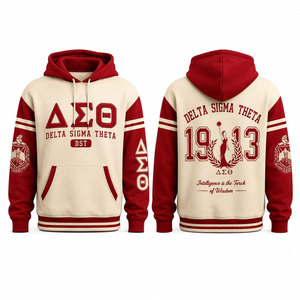 Sweat-shirt à capuche Delta Sigma Theta, lettres grecques rouges, sweat-shirt de sororité unisexe, pull en molleton décontracté, logo 1913 imprimé sur le devant - Product Image 1