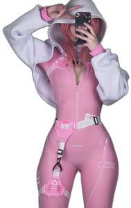 ชุดโยคะกีฬาลายโลโก้ทีมแชมป์หญิงสไตล์ไซเบอร์พังก์ล้ำยุคแบบเครื่องจักร สำหรับถ่ายรูปแข่งรถ สี-XL - Product Image 3