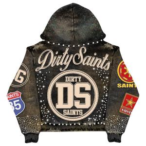 Wholesale Custom <b>500</b> <b>GSM</b> Cotton Fleece Distressed Oversized Acid Wash Zip-Up <b>Hoodie</b> Unisex OEM - Product Image 2