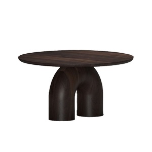 Table basse ronde en bois moderne avec base incurvée, design minimaliste, meubles de salon, table d'appoint faite à la main, décoration - Product Image 6