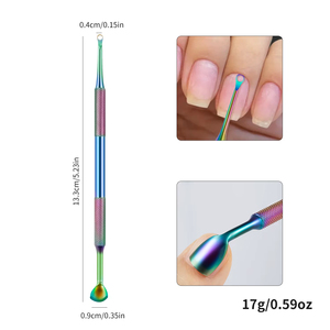 Empujador de Cutículas de Acero Inoxidable de Doble Punta, Raspador Circular, Herramienta de Manicura para Eliminar Piel Muerta, 13.3 cm, Reutilizable, Cuidado de Uñas - Product Image 5