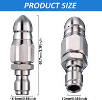 Outil de nettoyage et de déboucheur de canalisations haute pression en acier inoxydable, tête de dragage rapide pour égouts, buse de déboucheur rapide pour tuyaux de 10 mm