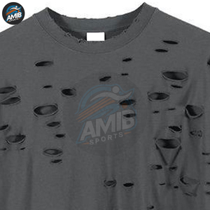 Camisetas para Hombre con Efecto Desgastado, MOQ Bajo, Material Poliéster/Algodón, Ligeras, Sólidas, Transpirables, Estilo Urbano, Logotipo Personalizado, Todos los Colores - Product Image 6