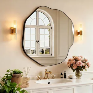 Miroir mural en verre de forme irrégulière, design minimaliste, décoration abstraite pour salle de bain, intérieur de la maison - Product Image 2