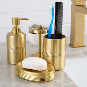 Accesorios de Baño Contemporáneos en Oro Cepillado, Ideales para una Vida Organizada y un Estilo de Baño Premium, Hechos a Mano en India - Product Image 1