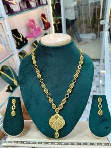 Women's Brass 18K <b>Gold</b> Plated Turkish Long Haram Necklace <b>Set</b> Bridal Traditional Wedding Engagement Anniversary Party Trendy - Product Image 2