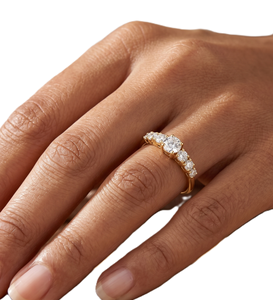 Wholesale Personalized Bridal Jewelry Round Lab Grown Diamond 14K 18K Solid Gold Engagement Band <b>Wedding</b> Band Prong Setting Ring - Product Image 6