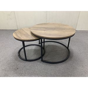 Set di 2 tavolini da caffè impilabili con finitura in legno industriale, tavolino laterale e tavolino d'appoggio con robusta struttura in metallo da 27,6 pollici - Product Image 1