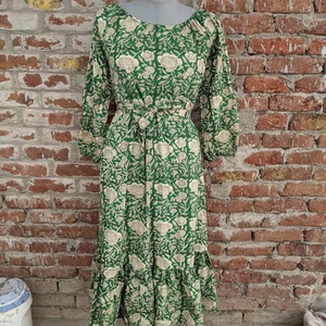 Robe longue pour femme imprimée à la main, style bohème, en gaze de coton 100% indien, robe courte d'été, prix d'usine, vente chaude - Product Image 1