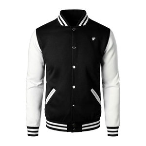 Custom Logo High Quality Autumn <b>Men's</b> Slim Stand Collar Formal <b>Baseball</b> Varsity <b>Jacket</b> Contrast Color Fleece - Product Image 1