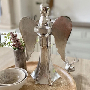 Silver Angel Tea light Holder Christmas Decoration <b>Wall</b> Hanging Candle Tea Light Holder - Product Image 2