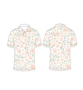 Mens <b>White</b> Peach Floral Print <b>Polo</b> Shirt Short Sleeve Casual Summer Golf Shirt - Product Image 3