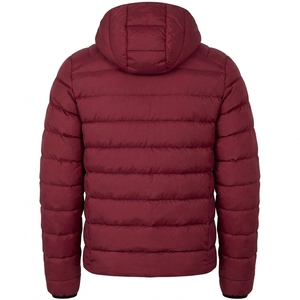 Manteau d'hiver à capuche pour homme, couleur bordeaux, en polyester, fermeture éclair, coupe classique - Product Image 2