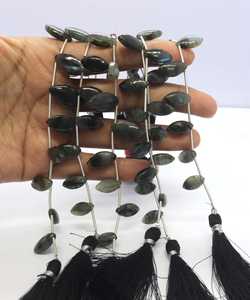 Flashy <b>Labradorite</b> Smooth Marquise Cut Side Drill Gemstone Beads 7x14-8x16 MM <b>Labradorite</b> Fancy Shape Plain Loose Beads 5 Inch - Product Image 4