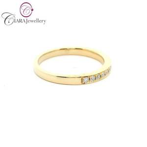 SIMPLE 18K AU750 Solid Yellow Gold Classic Real Natural Diamond Anniversary Wedding <b>Ring</b> <b>Band</b> - Product Image 4