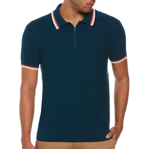 Quarter Zip Men's Lightweight Casual Short Sleeve Knitted Zipper <b>Collar</b> <b>T</b>-<b>Shirt</b> Sportswear Summer Pullover Quarter Zip <b>T</b>-<b>Shirts</b> - Product Image 2