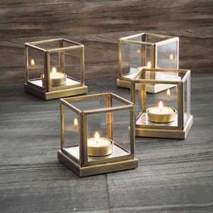 Luxury Gold Metal Glass <b>Lantern</b> <b>Candle</b> Holder Set 4 Decorative <b>Candle</b> <b>Lantern</b> for Wedding Home Hotel Event Decor - Product Image 2