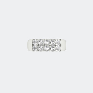 1.55CTW Round Cut Cluster Set Double Row <b>Statement</b> <b>Ring</b> - Product Image 5