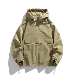 เสื้อแจ็คเก็ตผู้ชาย สีพื้น กระเป๋าใหญ่ มีฮู้ด สำหรับกอล์ฟ ดีไซน์ซิปครึ่งตัว กันน้ำ - Product Image 4